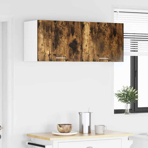 vidaXL Hanging Cabinet Riga Smoked Oak and White 50 x 31 x 40 cm