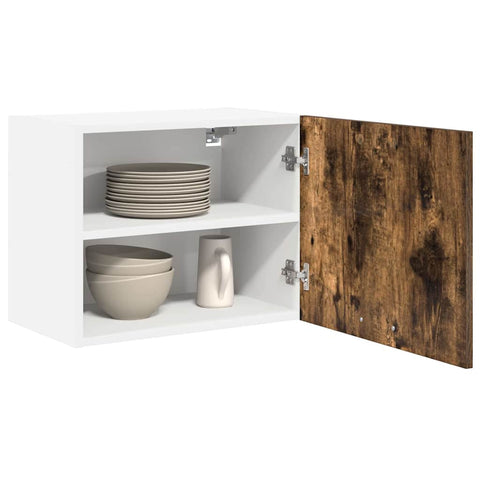 vidaXL Hanging Cabinet Riga Smoked Oak and White 50 x 31 x 40 cm