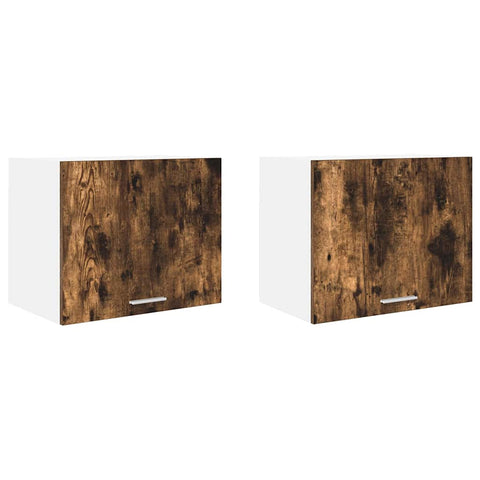vidaXL Hanging Cabinet Riga 2 pcs Smoked Oak and White 50 x 31 x 40 cm