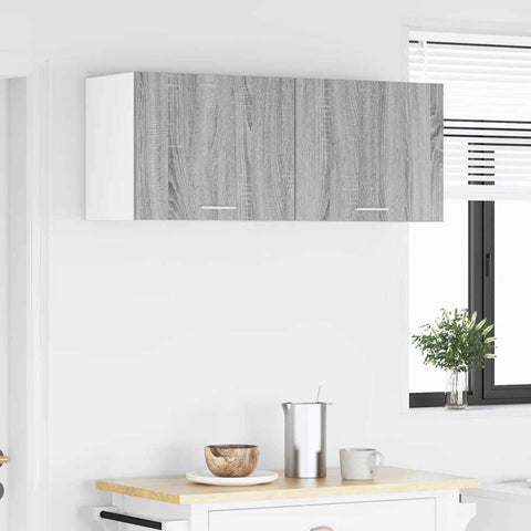 vidaXL Hanging Cabinet with Shelf Riga 2 pcs Grey Sonoma and White