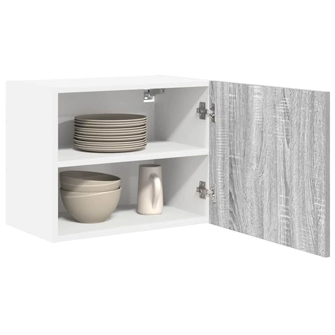vidaXL Hanging Cabinet with Shelf Riga 2 pcs Grey Sonoma and White