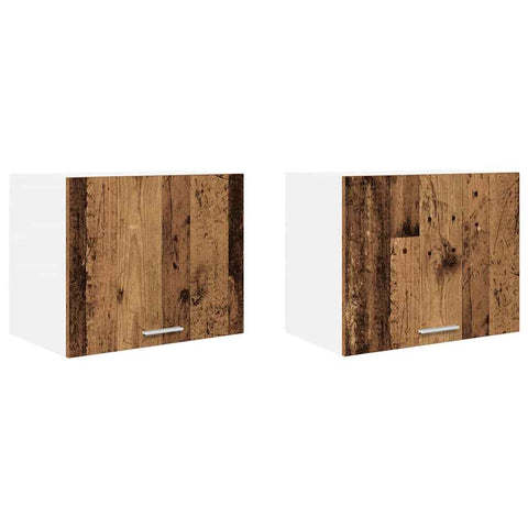 vidaXL Hanging Cabinet Riga 2 pcs Old Wood and White 50 x 31 x 40 cm