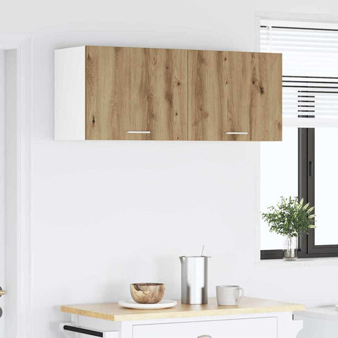 vidaXL Hanging Cabinet with Shelf Riga 2 pcs Artisan Oak and White