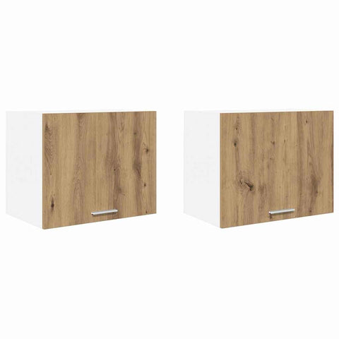 vidaXL Hanging Cabinet with Shelf Riga 2 pcs Artisan Oak and White