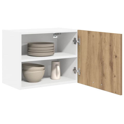 vidaXL Hanging Cabinet with Shelf Riga 2 pcs Artisan Oak and White