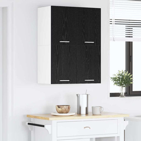vidaXL Hanging Cabinet Riga 2 pcs Black Oak and White 60 x 31 x 40 cm