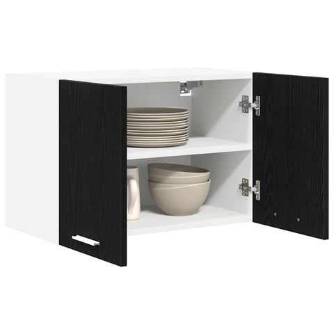 vidaXL Hanging Cabinet Riga 2 pcs Black Oak and White 60 x 31 x 40 cm