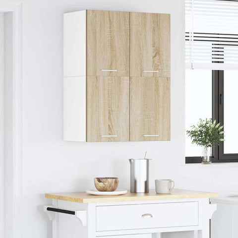 vidaXL Hanging Cabinet Riga Sonoma Oak and White 60 x 31 x 40 cm