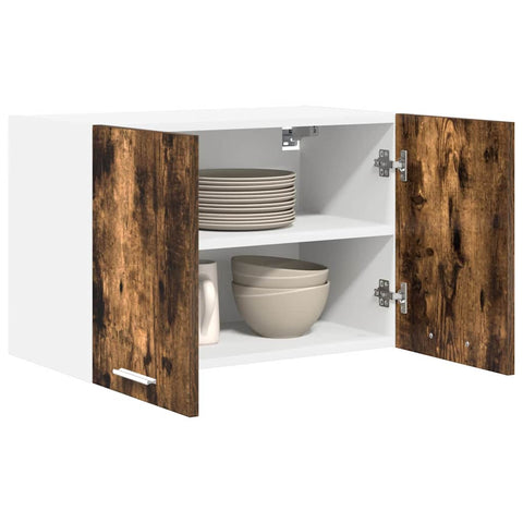 vidaXL Hanging Cabinet Riga Smoked Oak and White 60 x 31 x 40 cm