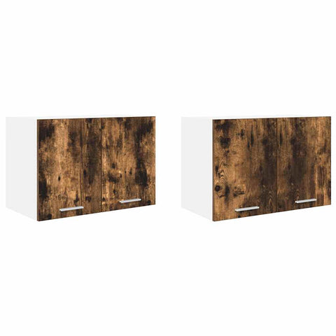 vidaXL Hanging Cabinet Riga 2 pcs Smoked Oak and White 60 x 31 x 40 cm