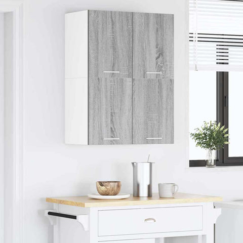 vidaXL Hanging Cabinet Riga Grey Sonoma and White 60 x 31 x 40 cm
