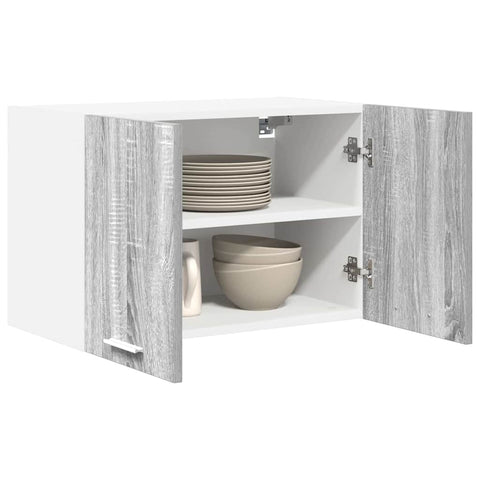 vidaXL Hanging Cabinet with Shelf Riga 2 pcs Grey Sonoma and White