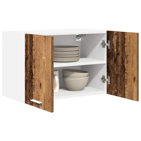 vidaXL Hanging Cabinet Riga 2 pcs Old Wood and White 60 x 31 x 40 cm