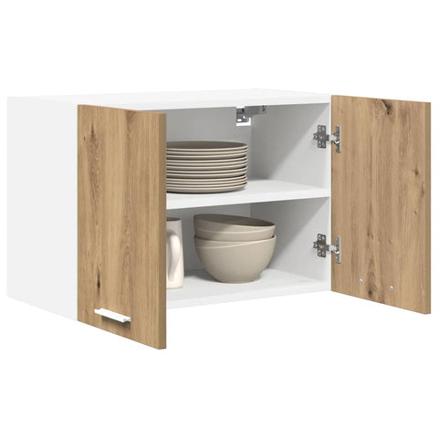 vidaXL Hanging Cabinet with Shelf Riga 2 pcs Artisan Oak and White