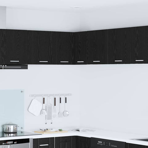 vidaXL Hanging Cabinet Riga Black Oak and White 57 x 57 x 40 cm