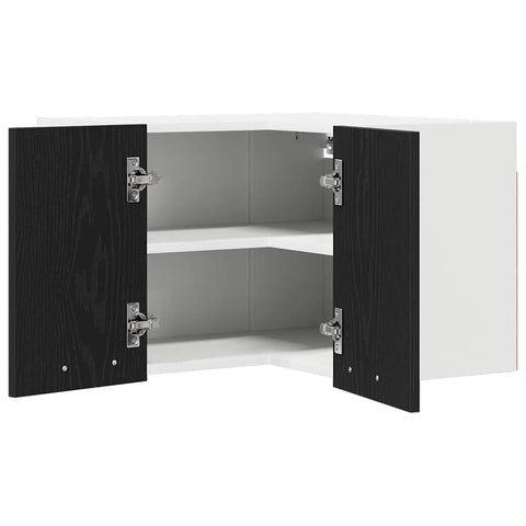 vidaXL Hanging Cabinet Riga Black Oak and White 57 x 57 x 40 cm