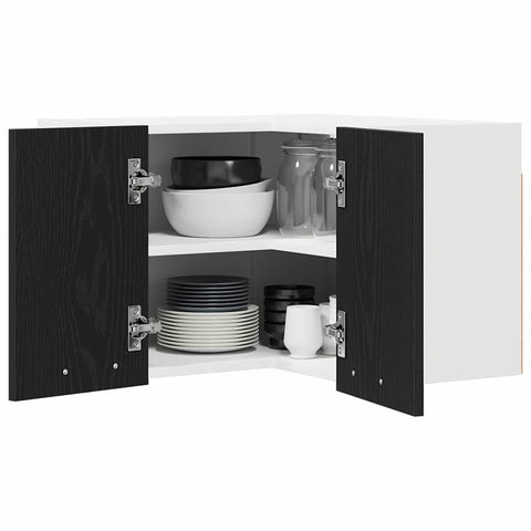 vidaXL Hanging Cabinet Riga Black Oak and White 57 x 57 x 40 cm