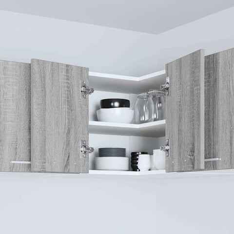 vidaXL Hanging Cabinet Riga Grey Sonoma and White 57 x 57 x 40 cm