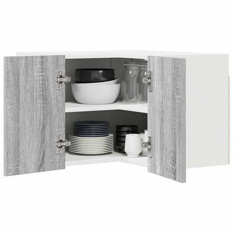 vidaXL Hanging Cabinet Riga Grey Sonoma and White 57 x 57 x 40 cm