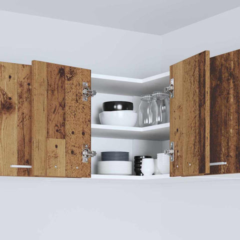 vidaXL Hanging Cabinet Riga Old Wood and White 57 x 57 x 40 cm