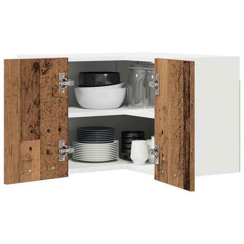 vidaXL Hanging Cabinet Riga Old Wood and White 57 x 57 x 40 cm