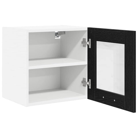 vidaXL Hanging Cabinet with Shelf Riga 2 pcs Black Oak 40 x 31 x 40 cm