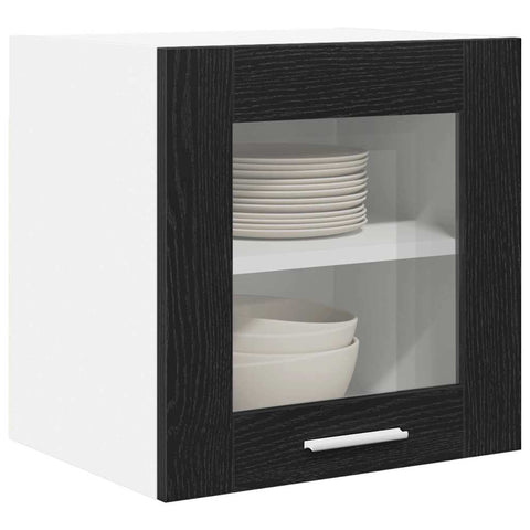 vidaXL Hanging Cabinet with Shelf Riga 2 pcs Black Oak 40 x 31 x 40 cm