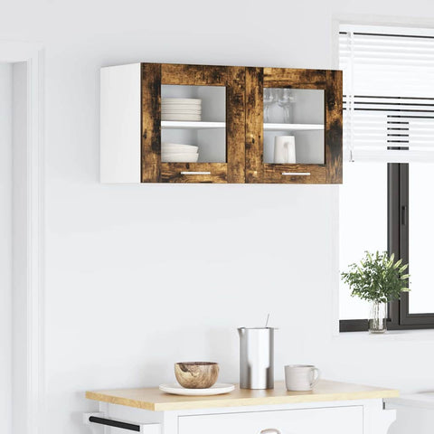 vidaXL Hanging Cabinet with Door Riga 2 pcs Smoked Oak 40 x 31 x 40 cm