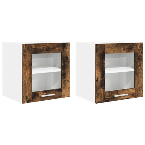 vidaXL Hanging Cabinet with Door Riga 2 pcs Smoked Oak 40 x 31 x 40 cm