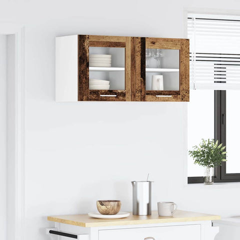 vidaXL Hanging Cabinet with Shelf Riga 2 pcs Old Wood 40 x 31 x 40 cm