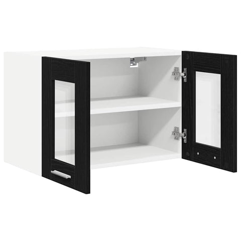 vidaXL Hanging Cabinet with Shelf Riga 2 pcs Black Oak 60 x 31 x 40 cm