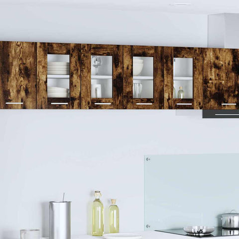 vidaXL Hanging Cabinet with Door Riga 2 pcs Smoked Oak 60 x 31 x 40 cm