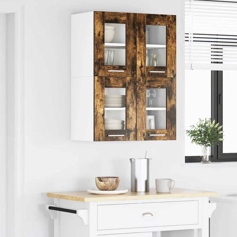 vidaXL Hanging Cabinet with Door Riga 2 pcs Smoked Oak 60 x 31 x 40 cm