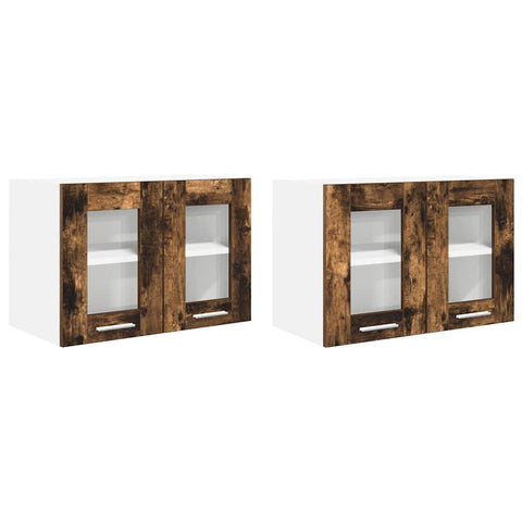 vidaXL Hanging Cabinet with Door Riga 2 pcs Smoked Oak 60 x 31 x 40 cm