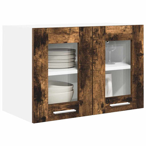 vidaXL Hanging Cabinet with Door Riga 2 pcs Smoked Oak 60 x 31 x 40 cm