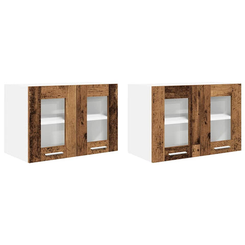vidaXL Hanging Cabinet with Shelf Riga 2 pcs Old Wood 60 x 31 x 40 cm