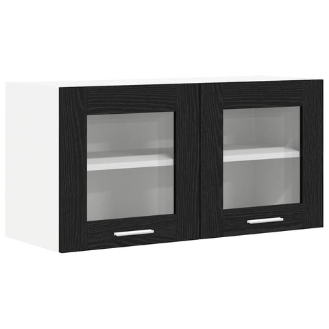 vidaXL Hanging Cabinet Riga Black Oak and White 80 x 31 x 40 cm