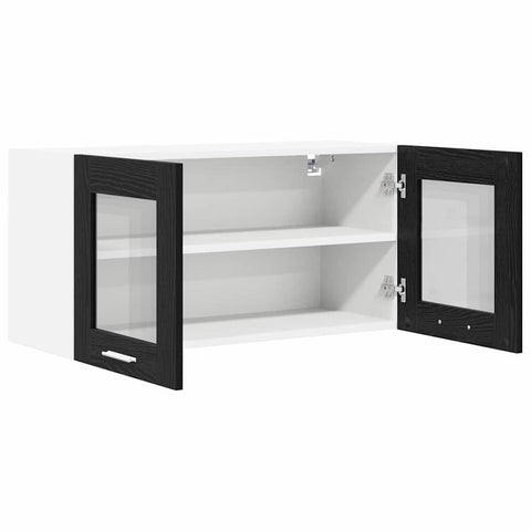 vidaXL Hanging Cabinet Riga Black Oak and White 80 x 31 x 40 cm