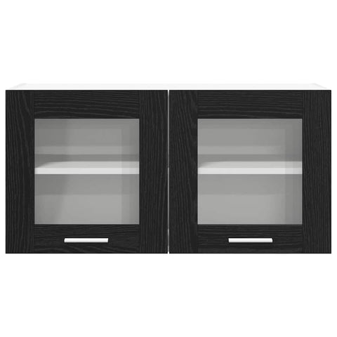 vidaXL Hanging Cabinet Riga Black Oak and White 80 x 31 x 40 cm