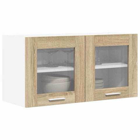 vidaXL Hanging Cabinet Riga Sonoma Oak and White 80 x 31 x 40 cm