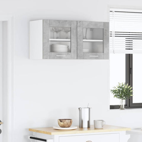 vidaXL Hanging Cabinet Riga Concrete Grey and White 80 x 31 x 40 cm