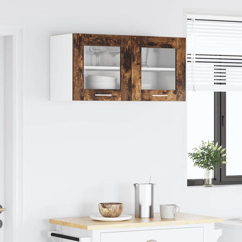 vidaXL Hanging Cabinet Riga Smoked Oak and White 80 x 31 x 40 cm