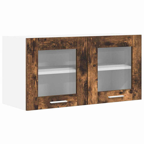 vidaXL Hanging Cabinet Riga Smoked Oak and White 80 x 31 x 40 cm