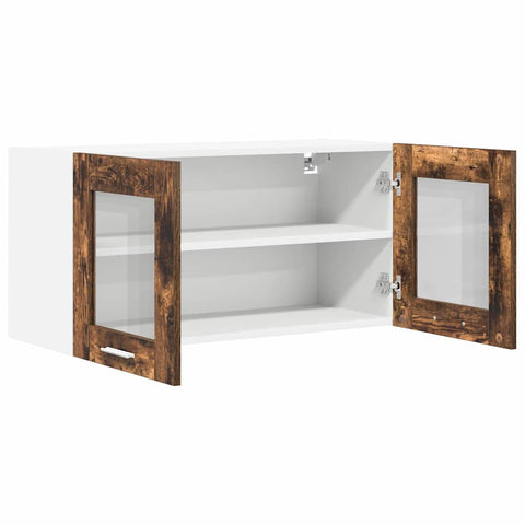 vidaXL Hanging Cabinet Riga Smoked Oak and White 80 x 31 x 40 cm