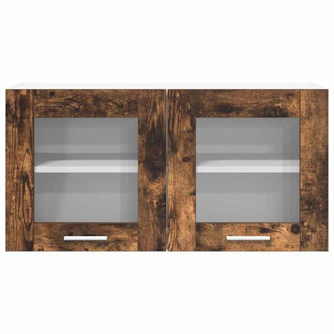 vidaXL Hanging Cabinet Riga Smoked Oak and White 80 x 31 x 40 cm