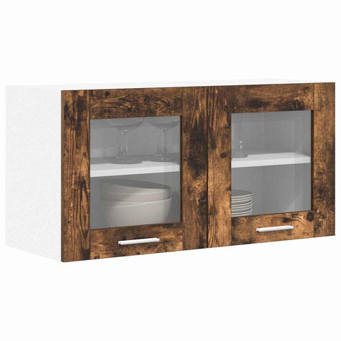 vidaXL Hanging Cabinet Riga Smoked Oak and White 80 x 31 x 40 cm