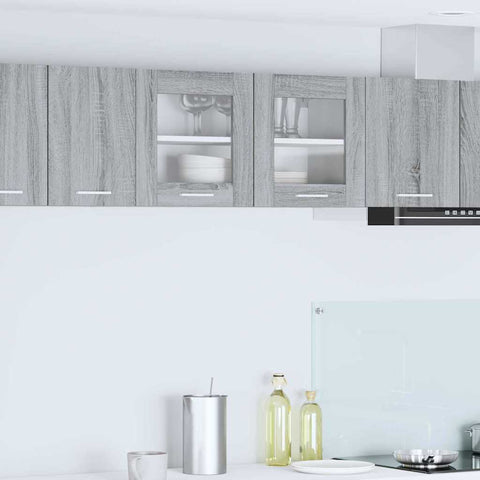 vidaXL Hanging Cabinet Riga Grey Sonoma and White 80 x 31 x 40 cm