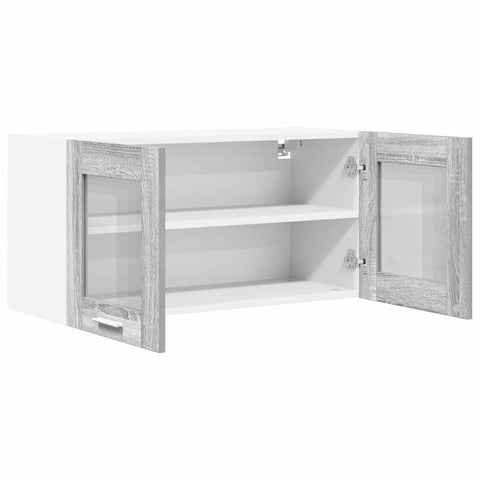 vidaXL Hanging Cabinet Riga Grey Sonoma and White 80 x 31 x 40 cm