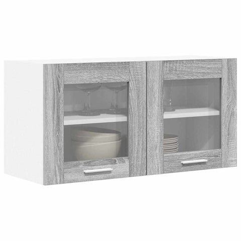 vidaXL Hanging Cabinet Riga Grey Sonoma and White 80 x 31 x 40 cm