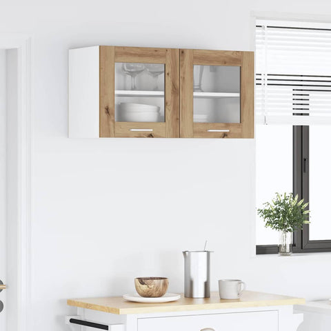 vidaXL Hanging Cabinet Riga Artisan Oak and White 80 x 31 x 40 cm
